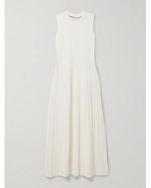 Veronica de Piante Zeta Ribbed-Knit Silk Midi Dress - White