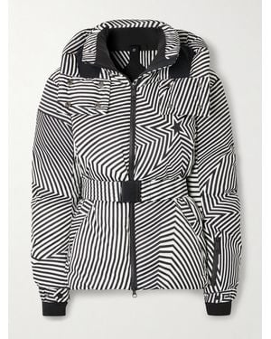 Perfect Moment Candice Hooded Belted Printed Down Ski Jacket - Grey