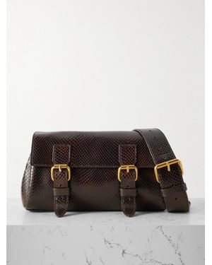 Dries Van Noten Schultertasche Aus Leder Mit Schlangeneffekt - Braun