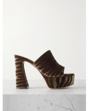 Gianvito Rossi Holly 120 Plateau-Mules Aus Samt Mit Zebramuster - Natur