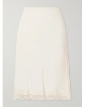 Rohe Lace-Trimmed Crepe Midi Skirt - Natural