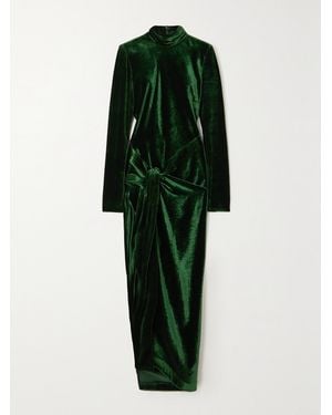 Petar Petrov The Dusk Draped Velvet Maxi Dress - Green