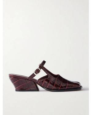 Loewe Onda Mules Aus Leder Mit Krokodileffekt - Braun