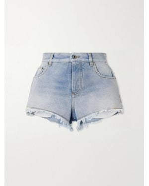Loewe Paula's Ibiza Anagram Distressed Straight-Leg Denim Shorts - Blue