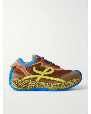 Loewe Pogo Logo-Detailed Suede-Trimmed Knitted Sneakers - Blue