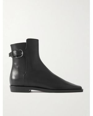 TOTEME Net Sustain The Belted Leather Ankle Boots - Black