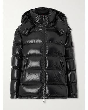 Moncler Doudoune À Capuche En Tissu Technique Glacé Et En Duvet Maire - Noir