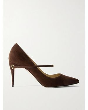 Jennifer Chamandi Lorenzo 85 Suede Court Shoes - Brown