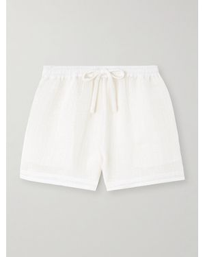LeKasha Tabag Organic Linen-Gauze Shorts - White