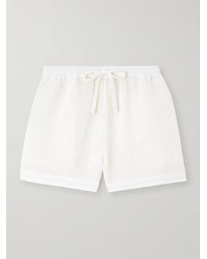 LeKasha Tabag Organic Linen-Gauze Shorts - White