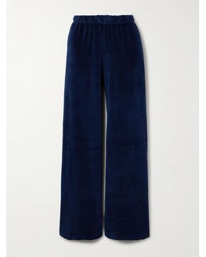 Suzie Kondi Zephyra Cotton-Blend Velour Wide-Leg Pants - Blue