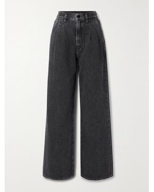 Goldsign The Edgar Pleated High-Rise Wide-Leg Jeans - Noir