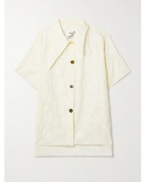 Thank You Have A Good Day Oversized Fil Coupé Cotton Shirt - Natural