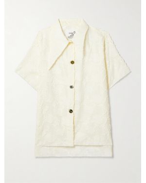 Thank You Have A Good Day Oversized Fil Coupé Cotton Shirt - Natural