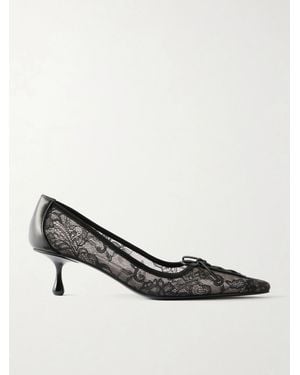 Jimmy Choo Scarlett 50 Leather-Trimmed Lace Court Shoes - Black