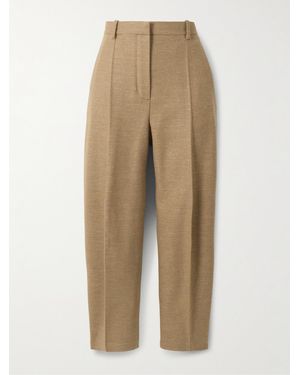 Loro Piana Dan Pleated Wool, Cashmere And Linen-Blend Tapered Trousers - Natural