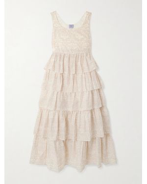 Thierry Colson Ines Tiered Printed Cotton And Silk-Blend Maxi Dress - Natural