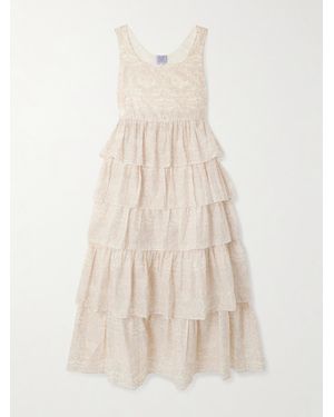 Thierry Colson Ines Tiered Printed Cotton And Silk-Blend Maxi Dress - Natural