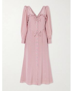 Alessandra Rich Midikleid Aus Seide Mit Polka-Dots Und Verzierungen - Pink