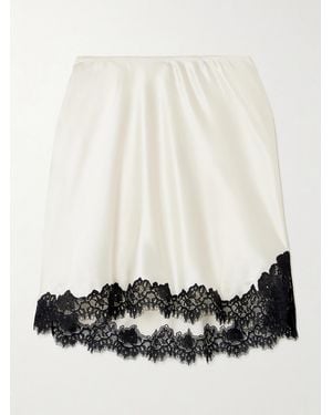 Doen Giulietta Lace-Trimmed Silk-Charmeuse Mini Skirt - White