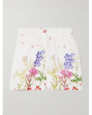Charo Ruiz Pansy Guipure Lace-Trimmed Floral-Print Cotton-Blend Voile Shorts - White