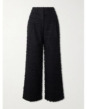 Ulla Johnson Beatrix Fringed Cotton-Twill Wide-Leg Trousers - Blue