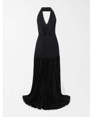 Veronica de Piante Iris Pleated Crepe Halterneck Maxi Dress - Black