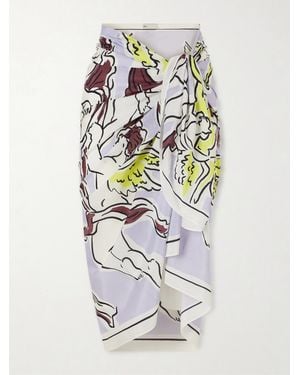 Tory Burch Printed Cotton And Silk-Blend Twill Pareo - White