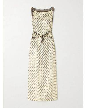Doen Amorette Paisley-Print Silk-Blend Twill Midi Dress - Metallic