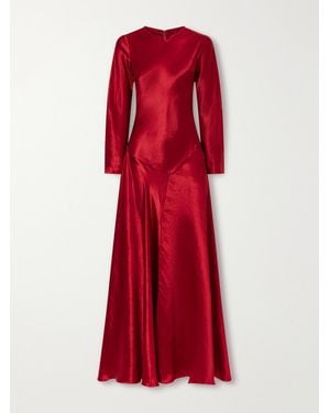 Abadia Yara Draped Satin Gown - Red
