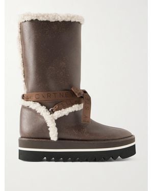 Stella McCartney Sneak-Elyse Stiefel Aus Synthetischem Material Mit Fleece-Besätzen - Braun