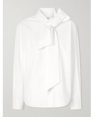 Saint Laurent Scarf-Detailed Cotton-Poplin Shirt - White