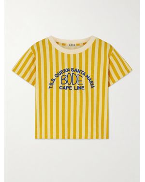 Bode Medalist T-Shirt Aus Gestreiftem Jersey Mit Stickerei - Gelb