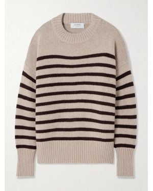 La Ligne Marina Pullover Aus Einer Woll-Kaschmirmischung Mit Streifen - Grau