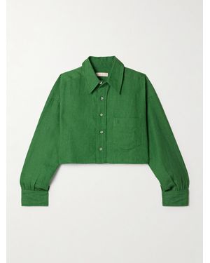 Suzie Kondi Leuka Cropped Linen Shirt - Green
