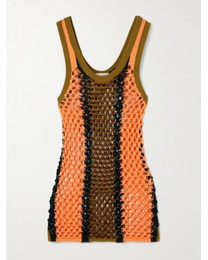 DIOTIMA Dennis Marina Beaded Crocheted Cotton-Blend Tank - Orange