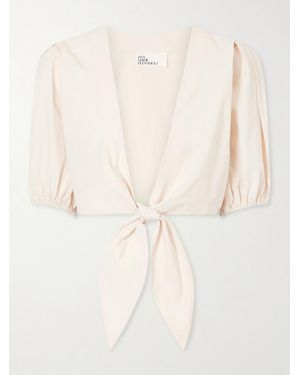 Lisa Marie Fernandez Pouf Cropped Cotton-Poplin Wrap Top - Natural