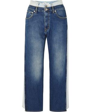 Maison Margiela Two Tone Wide Leg Jean - Blue