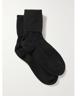 Johnstons of Elgin Ribbed Cashmere-Blend Socks - Schwarz