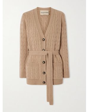 Valentino Garavani Cable-Knit Cashmere Cardigan - Natural