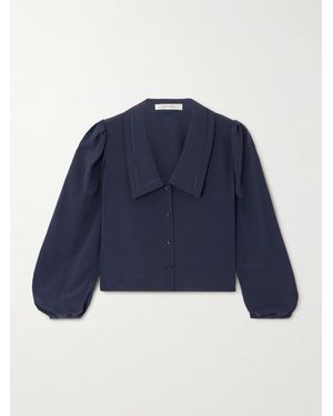 FRAME Chemisier En Soie À Broderies Sailor - Bleu