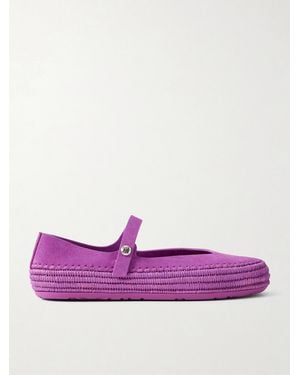 Loewe Paula's Ibiza Rio Suede Mary Jane Espadrilles - Purple