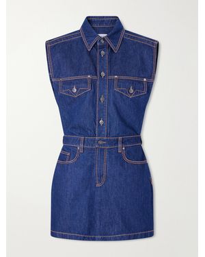 Versace Paneled Denim Mini Dress - Blue