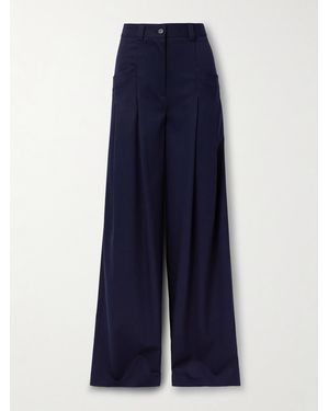 Altuzarra Zanni Pleated Wool-Blend Wide-Leg Trousers - Blue