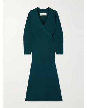 Mara Hoffman Samira Wrap-Effect Ribbed Organic Cotton-Blend Midi Dress - Grün