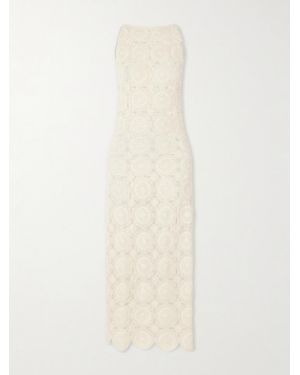 Escvdo Siula Crocheted Cotton Halterneck Maxi Dress - White