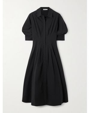 Jonathan Simkhai Jazz Pleated Cotton-Blend Poplin Midi Shirt Dress - Black