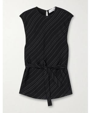 Proenza Schouler Trina Belted Striped Voile Top - Black