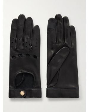 Agnelle Rose Leather Gloves - Black