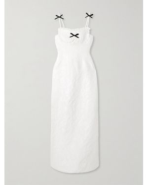 ShuShu/Tong Velvet- And Lace-Trimmed Brocade Gown - White